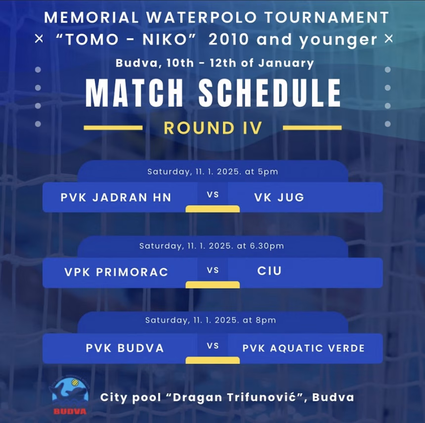 U toku Memorijalni vaterpolo turnir: PVK Budva danas protiv PVK Aquatic Verde