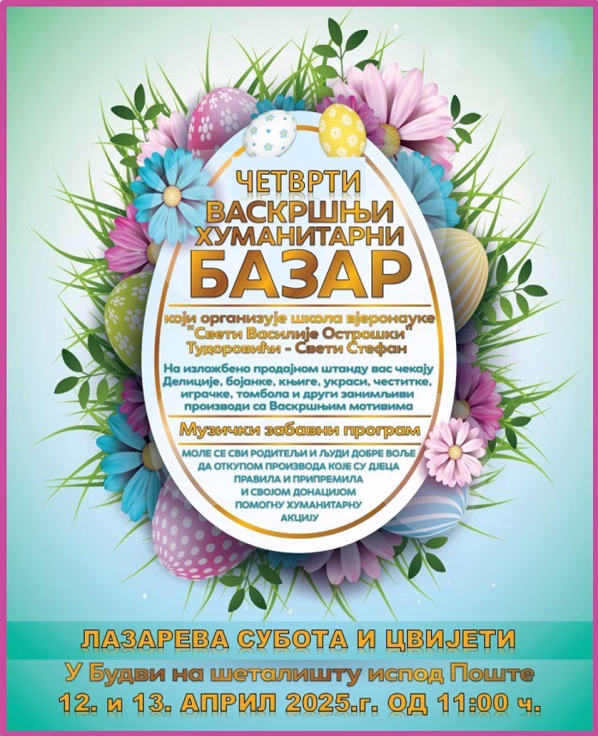 Danas i sjutra posjetite 4. Vaskršnji humanitarni bazar u Budvi